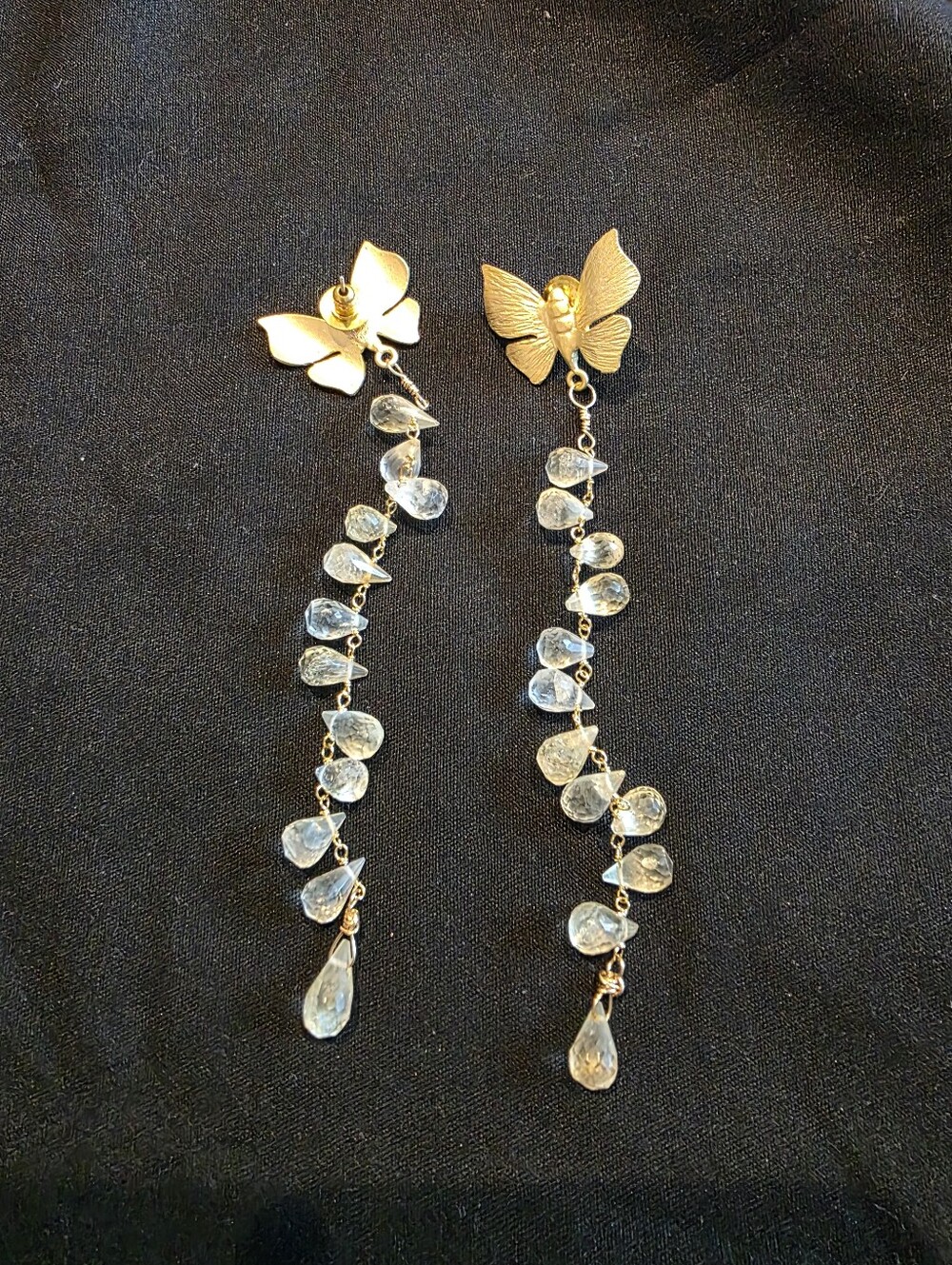 Sophia C Honey Girl butterfly With Light Yellow Moonstone Goldplated 6" New - Picture 3 of 3